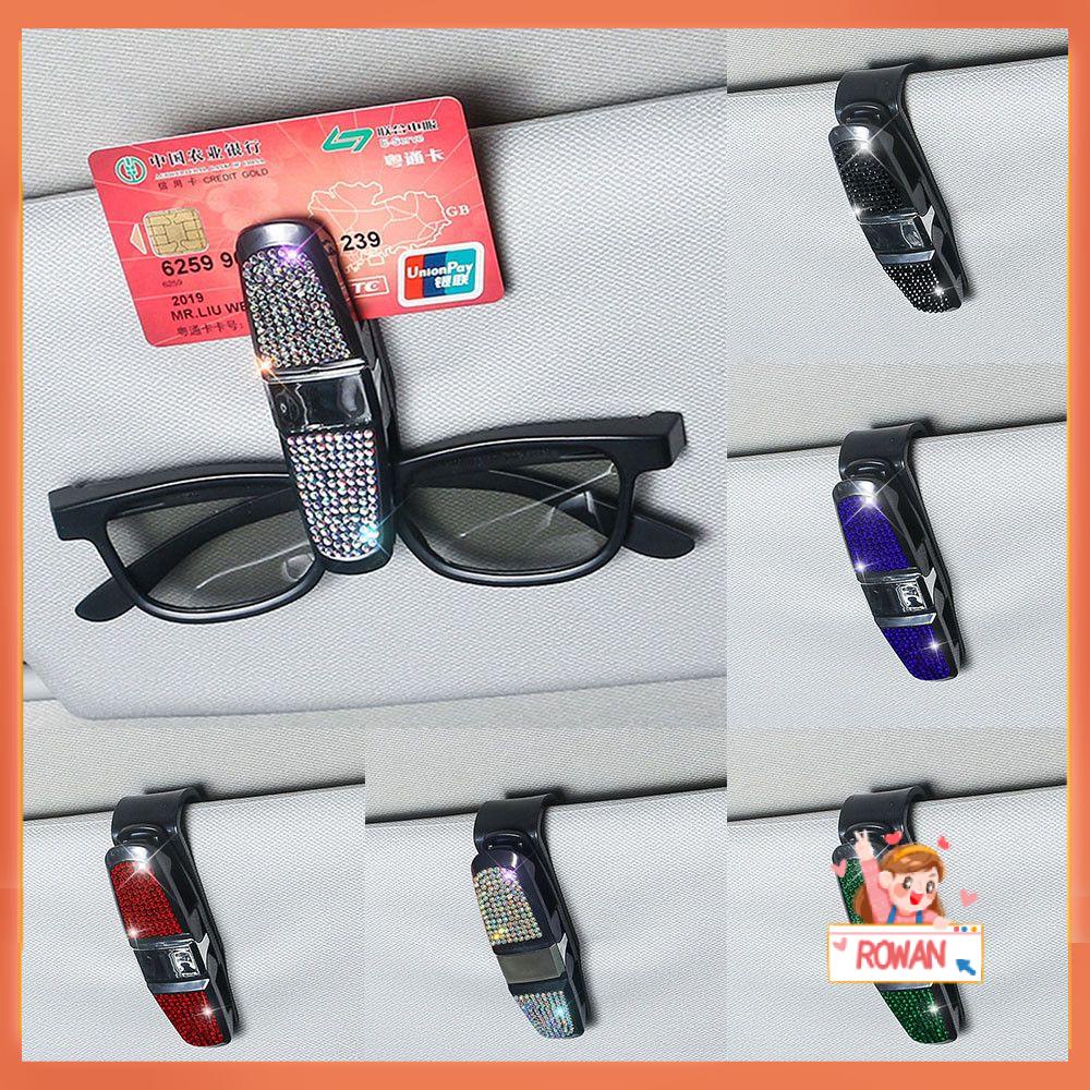 R-FLOWER Auto Sun Visor Portable Kristal Berlian Imitasi 7warna Holder Kartu Tiket