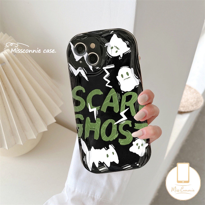 Couple Cute Scared Ghost Soft Case Untuk Realme C35 C21Y C53 C12 C55 C25Y C25 C31 C33 C25s C30 5 5i 7i 6i 9i 5s C11 C20A C3 C20 C15 C21 C17 3D Wavy Curved Edge Kartun Monster Cover