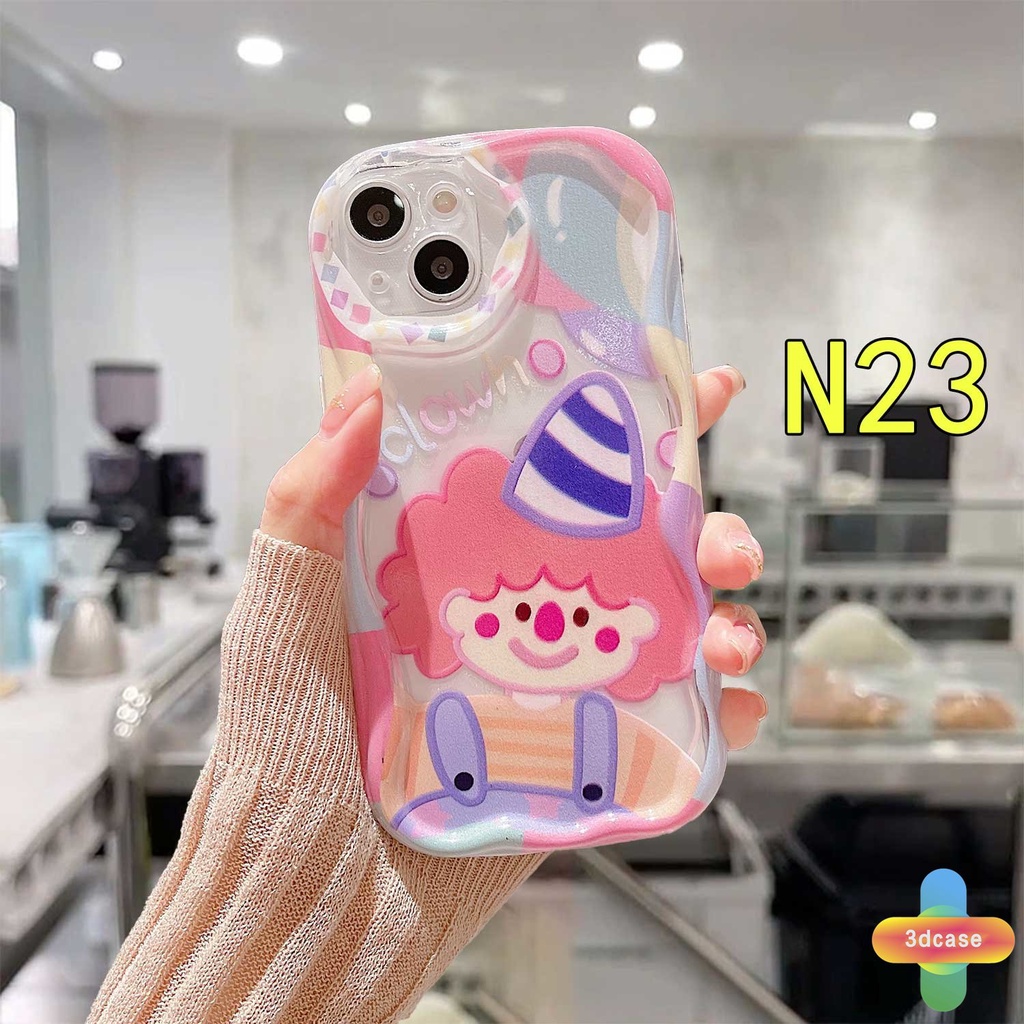 Ins Kartun Lucu Warna-Warni Clown Soft Case Untuk VIVO Y12S Y12 Y20 Y15S Y22 Y22S Y35 Y15C Y56 Y02A Y91C Y21 2021 Y16 Y21A Y21T Y30 Y21S Y21E Y21G Y20S Y12i Y3S Y33T Y15A Y01 Y02 Y01A Y91 Y30i Y93 Y95 3D Wavy Curved Edge Glossy Anti-fall Case