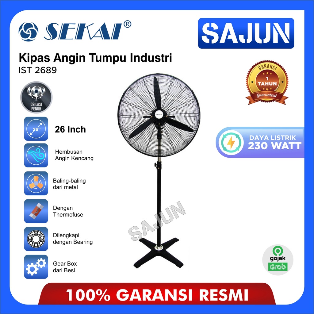 Sekai Kipas Angin Tumpu Industri 26 Inch IST2689 / IST 2689 Industrial Standfan