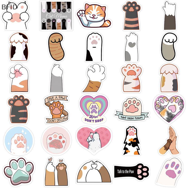 [BFID] 61pcs Stiker Kaki Hewan Peliharaan Lucu Aesthetic Tahan Air Graffiti Botol Air Skateboard Gitar Anjing Kucing Paw Sticker Packs [ID]