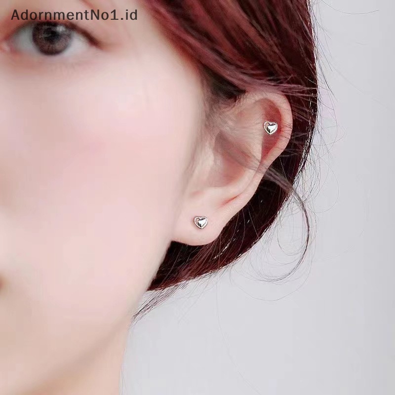 [AdornmentNo1] 1pasang Fashion jantung anting untuk wanita telinga tulang kuku Cartilage Earring Spiral Stud perhiasan tubuh hadiah