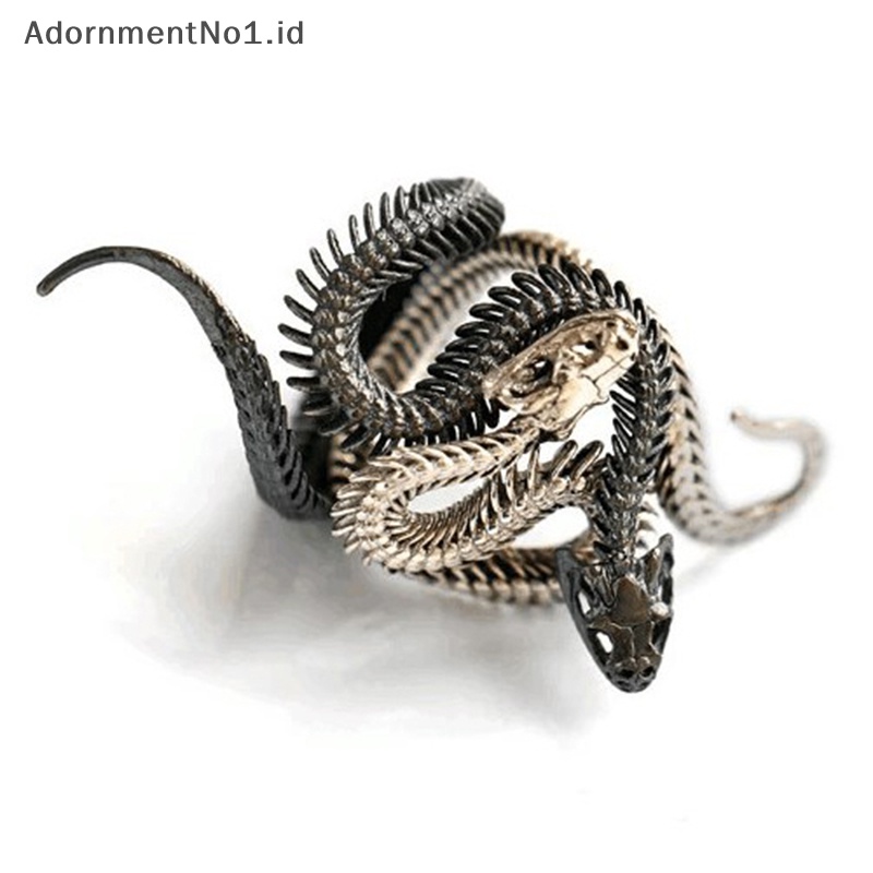 [AdornmentNo1] Retro Punk Exaggerated Animal Adjustable putih hitam Cobra ular cincin untuk pria gadis wanita Hip Hop pesta perhiasan aksesoris