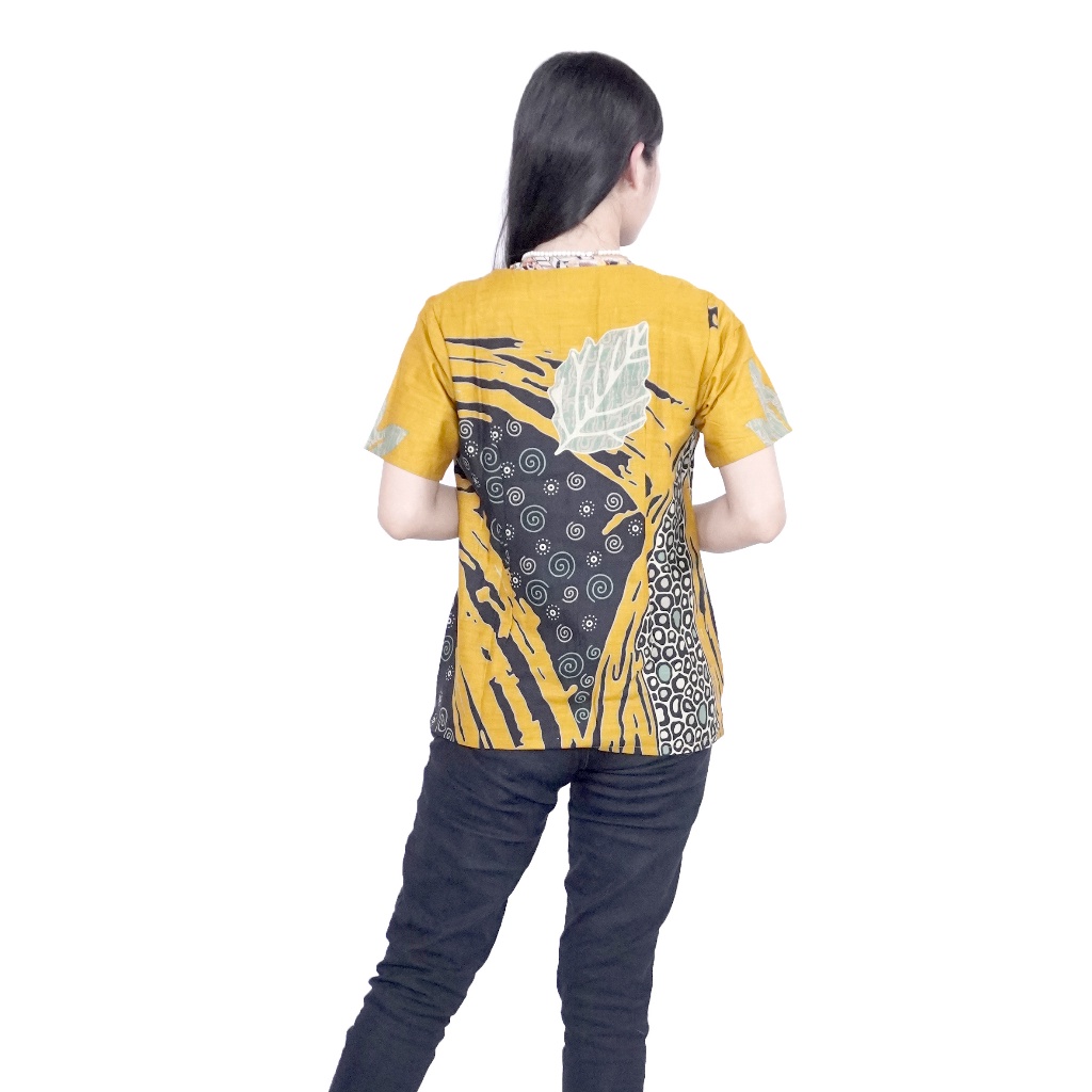 Batik Wanita Modern Kemaja Pria Couple Trendy Batik Dua Putri-kunyit