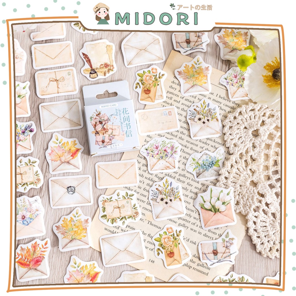 

[MIDORI] 46Pcs BETWEEN FLOWERS LETTER Deco Sticker DIY Scrapbook Stiker Jurnal Diary Planner Kotak - B0411