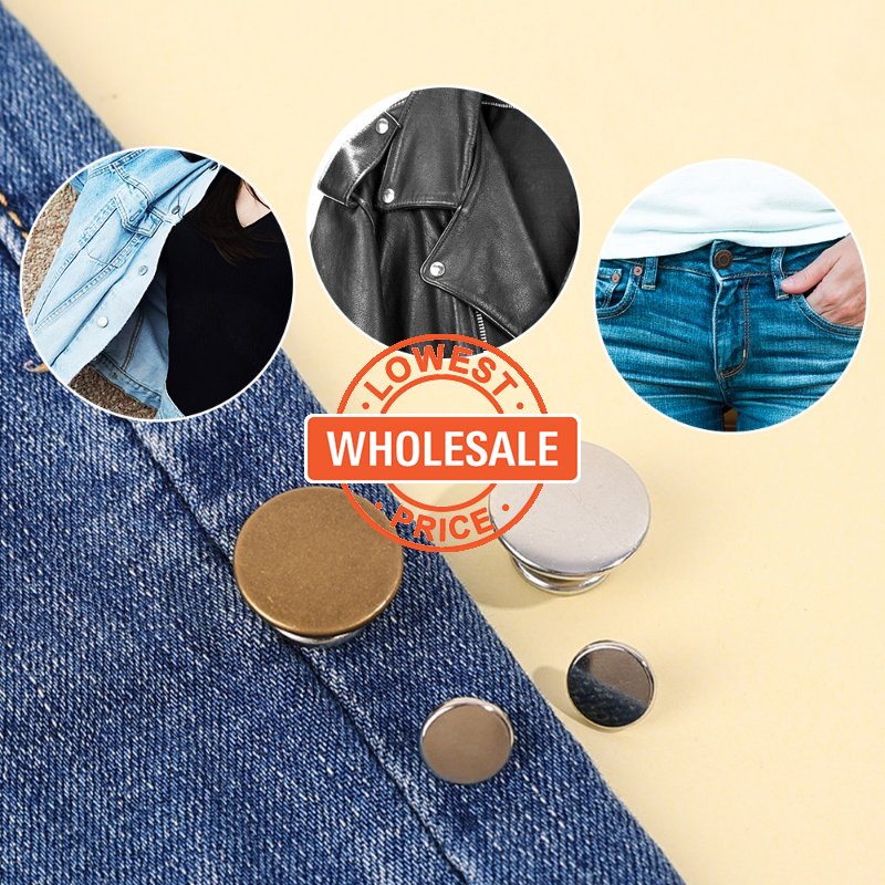 [Hot Sale] Gesper Logam Pakaian Jeans Pin Tombol Celana Dilepas Snap Pengikat Tombol Pakaian Aksesoris Bebas Jahitan Retro DIY Sederhana Klasik