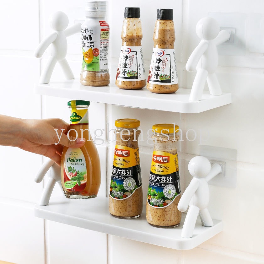 Kreatif Rak Penyimpanan Yang Dipasang Di Dinding Self-adhesive Serba Serbi Stand Holder Rak Penyimpanan Kosmetik Kamar Mandi Sabun Shampoo Organizer Bumbu Dapur Toples Rak