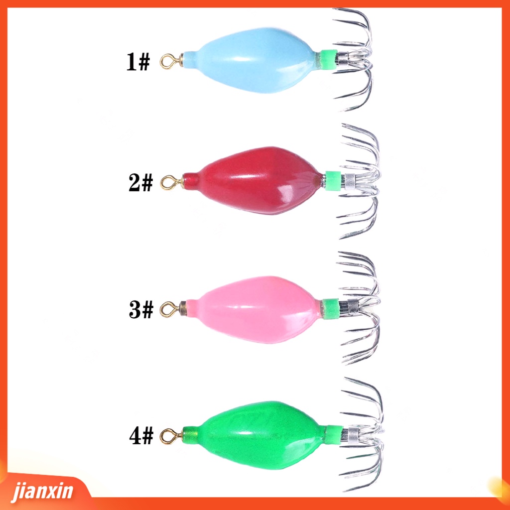 (In Stock) 6cm /50.6g Luminous Squid Jig Kekuatan Tinggi Ringan Tahan Karat Kaitan Ikan Sotong Perlengkapan Memancing