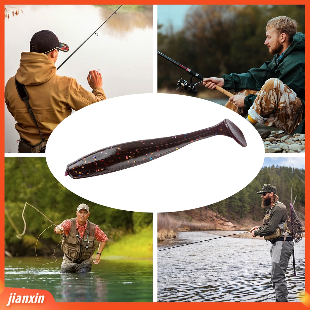 (In Stock) 12 Pcs Lure Soft Baits Simulasi T-Tail Swimbait Profesional Memancing Reusable Floating Bait Pike Bass Fishing Lures Fishing Tackle