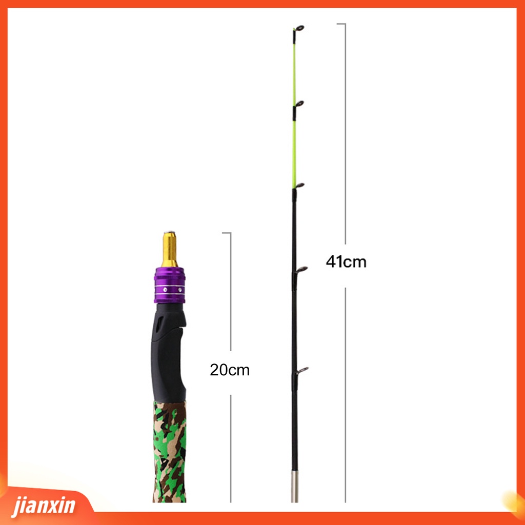 (In Stock) 61cm Kamuflase Gagang Lurus 2bagian Telescopic Ice Fishing Rod Tiang Ikan