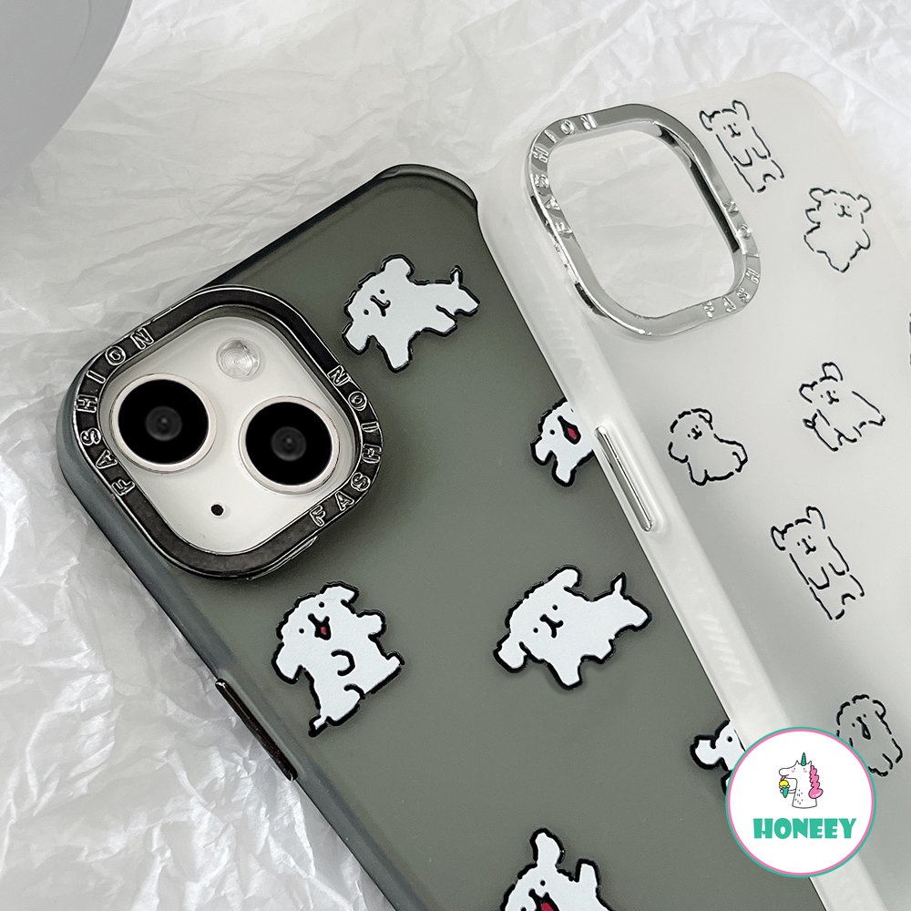 IPHONE Casing Ponsel Puppy Jumping Putih Sederhana Kompatibel Untuk Iphone14 13 12 11 Pro Max XR XS 12pro 13pro 7 8Plus Matte Shockproof Cover