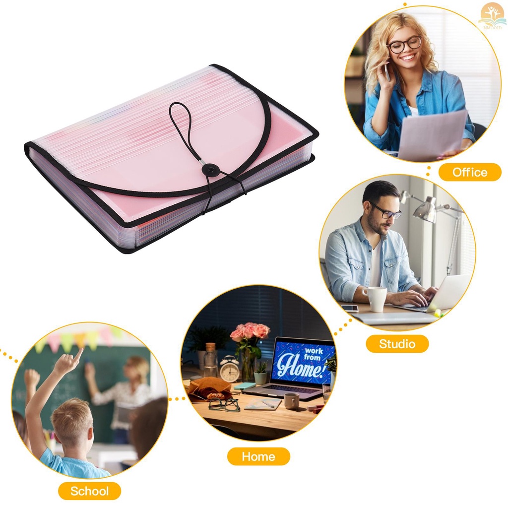 In Stock Accordian File Folder Organizer 24saku Memperluas Tas File Dengan Penutup Ukuran Surat A4 Document Organizer Warna Pelangi Untuk Rumah Kantor Sekolah