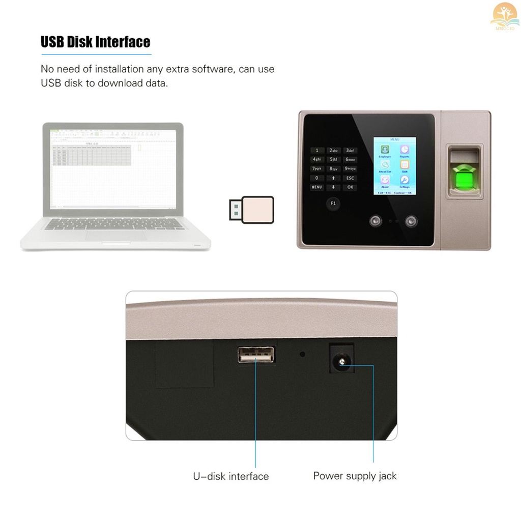 In Stock Mesin Absensi Sidik Jari Biometrik Cerdas Dengan Layar Tampilan HD Jam Waktu Mendukung Wajah Sidik Jari Password Karyawan Cek-in Recorder Reader Support