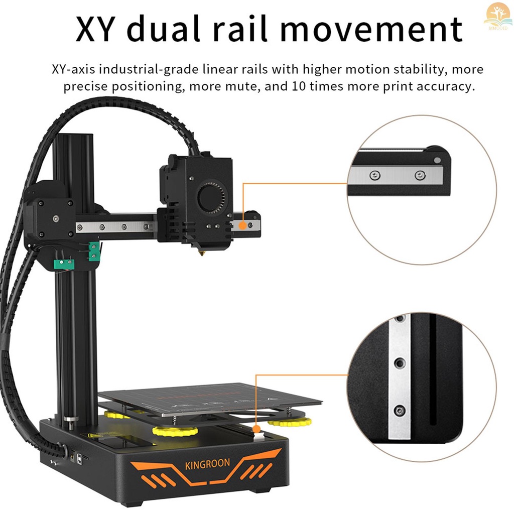 In Stock KINGROON KP3S 3D Printer FDM Mesin Cetak Presisi Tinggi Direct Drive Extruder Dual Guide Rail Ultra-Quiet Stepper Driver TMC2225 Ditingkatkan DIY 2.4 ''LCD Touchscreen Pr