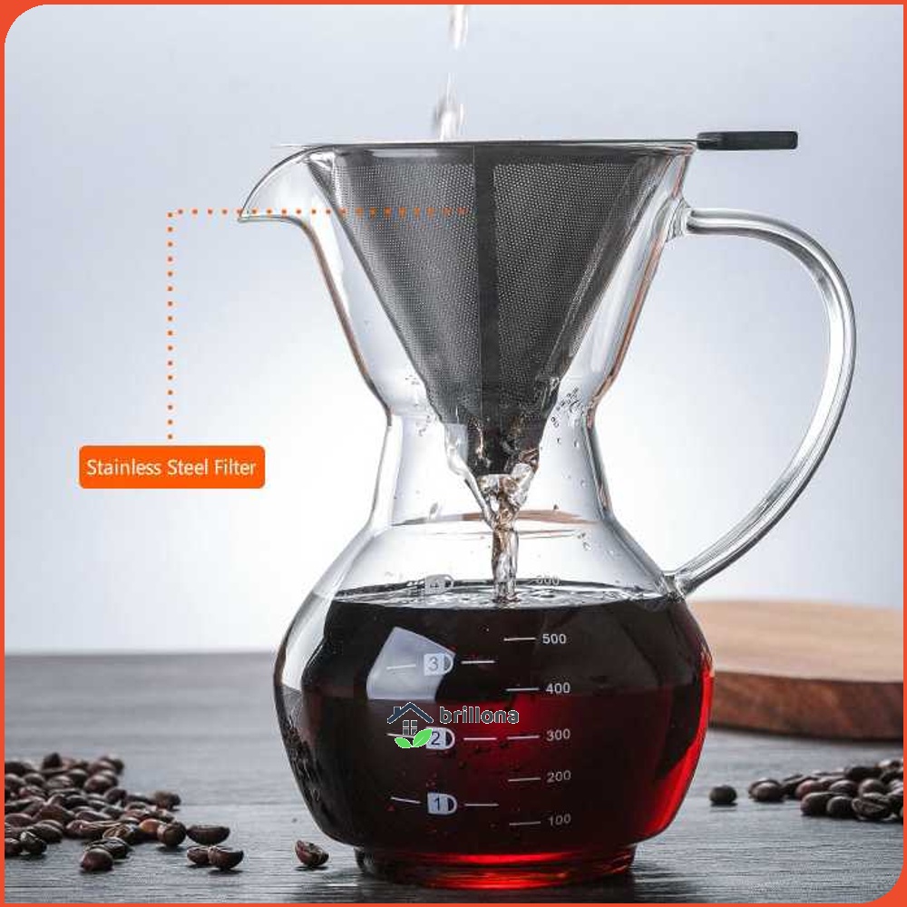 LOULONG Coffee Maker Pot V60 Teko Kopi Barista + Filter - KT