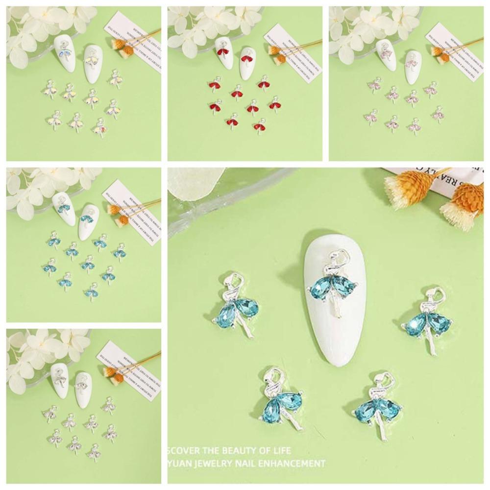 MXBEAUTY 10pcs /set Aksesoris Kuku Gadis Balet, Bahan Manicure Ballet Girl Nail Decoration, Perlengkapan Kuku Alloy Warna-Warni Aneka Warna Untuk Lady/Girls