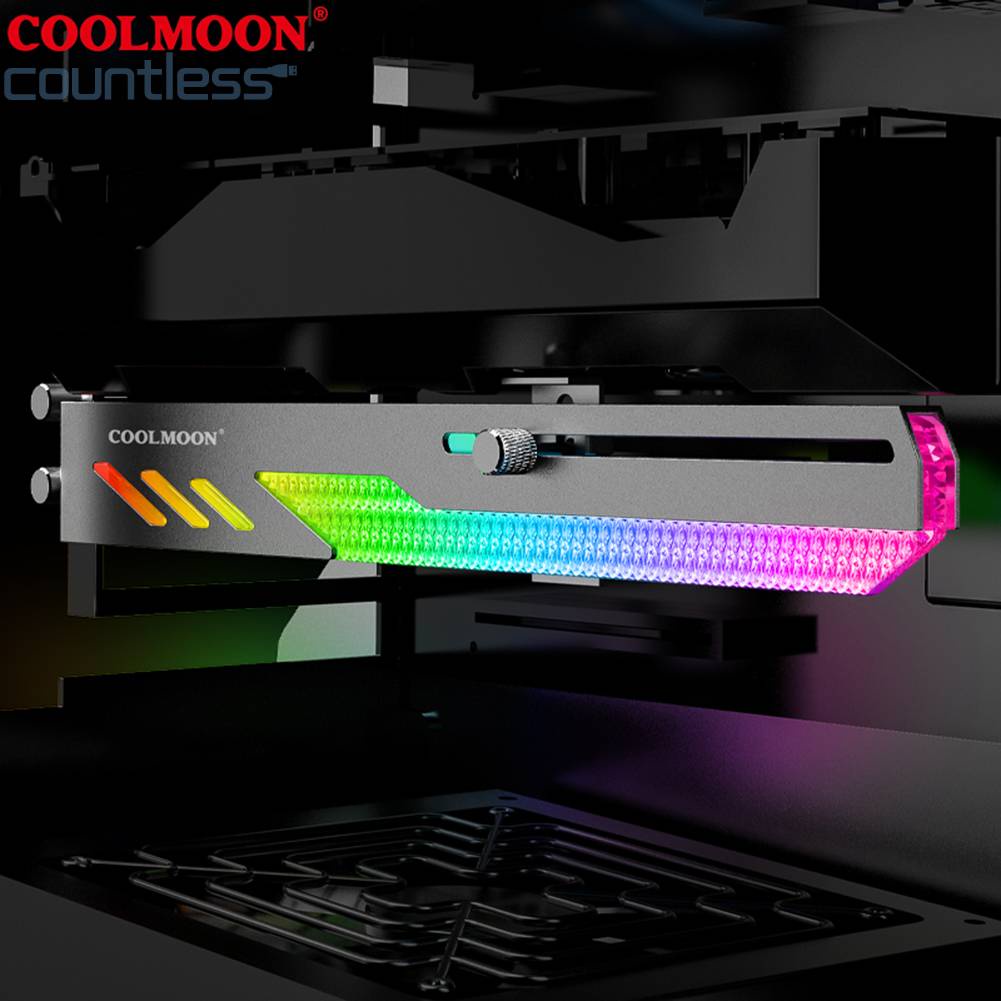 Coolmoon GT8 Kartu Video Komputer Horizontal GPU Holder GPU Support 5V A-RGB Bracket Slide Adjustment Untuk ASUS/MSI