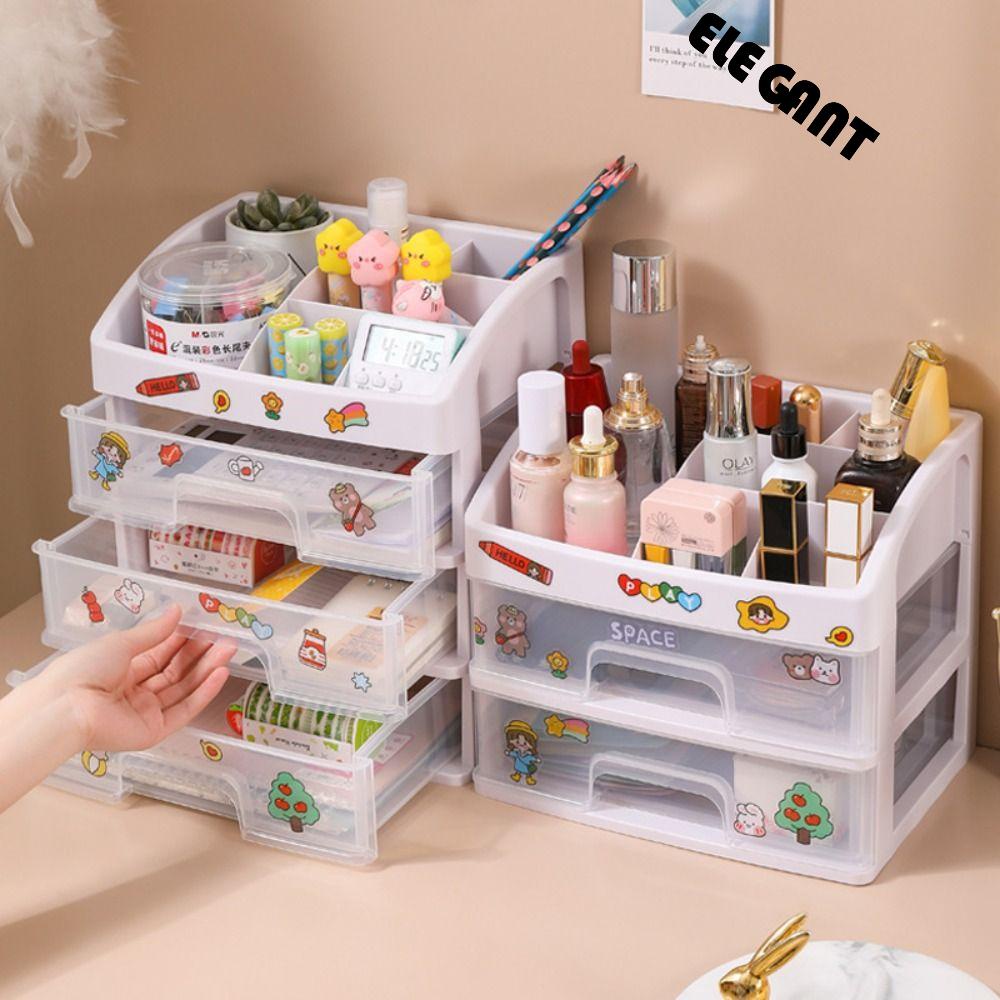 【 ELEGANT 】 Rak Penyimpanan Transparan Tahan Lama Multifungsi Kosmetik Serba Serbi Meja Rias Susun Wastafel Rumah Desktop Storage Asrama Atur Mainan Rak Kotak Perhiasan