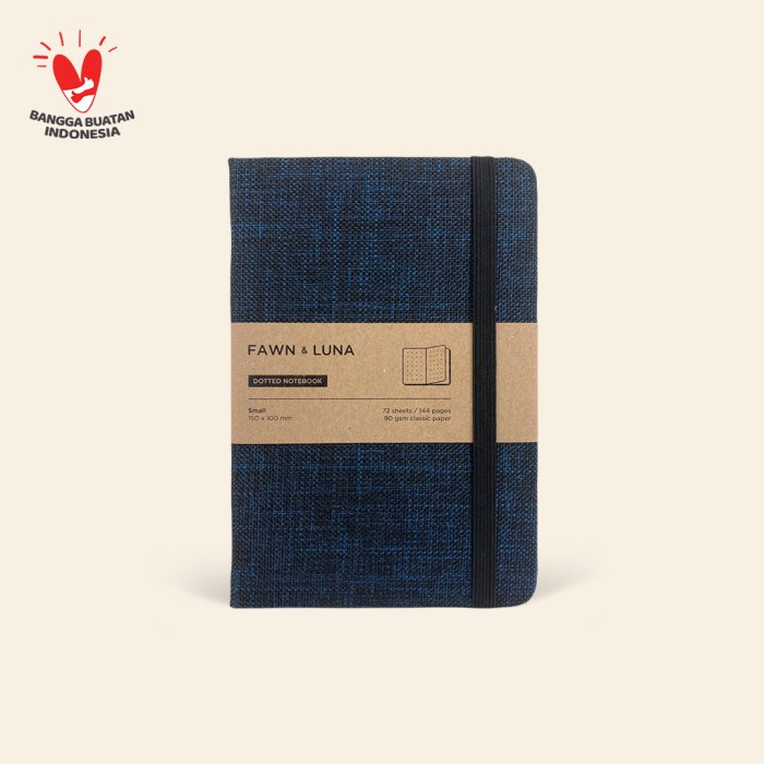 

✨BISA COD✨ -A6 Notebook - Plain / Dotted Paper - Deep Navy Fabric - Plain