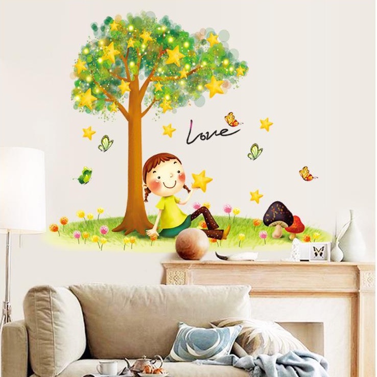 Wallstiker Dinding Pohon Bintang Kids MJ9511 Wall Sticker Kamar Tidur Anak Aesthetic