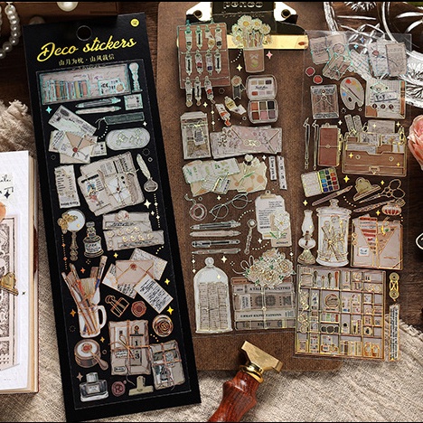 

3 Lembar Stiker BLACK HOLO / Sticker Gold Estetik Vintage Hiasan Deco Dekorasi Scrapbook Bujo Journal Journaling Laser Foil Emas PC Bronzing Bronze 3