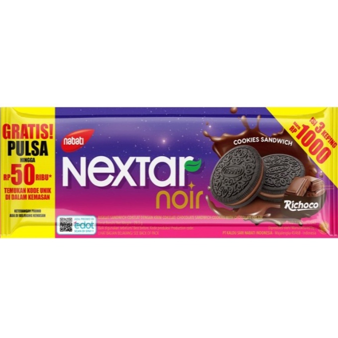 

NEXTAR NOIR RICHOCO COKLAT COOKIES 1 pack isi 10 bgks x @28gr ORIGINAL