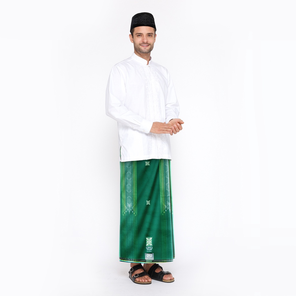 Sarung BHS Classic Silver Motif Jacquard Gunung Eksklusif Hijau Kuning