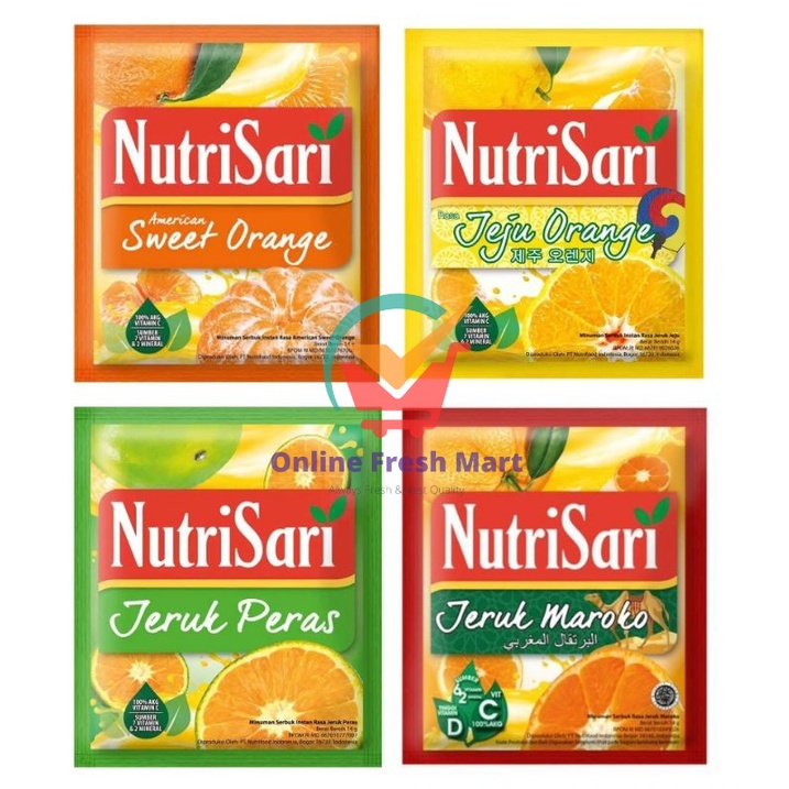 

NutriSari jeruk minuman jus instant American Sweet Orange jeju maroko dan jeruk peras - Online Fresh Mart Denpasar