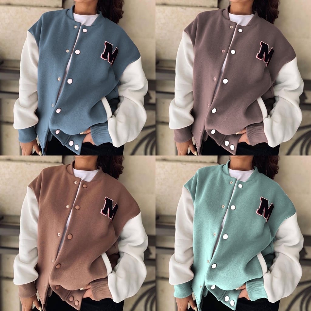 JAKET JACKET JEKET WANITA M BORDIR  VARSITY  BISBOL ALA KOREA ORIGINAL PREMIUM MURAH