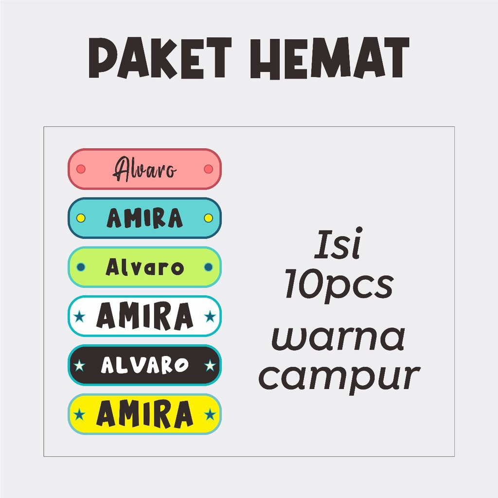( PROMO COD ) Label nama anak custom nama label baju setrika label kain dtf nama label nama paket bh