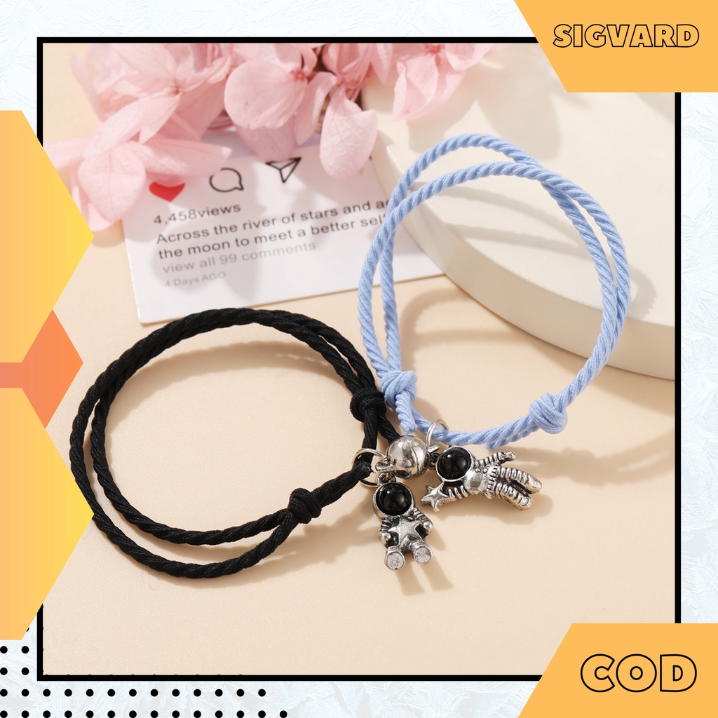 SIGVARDSTORE - Gelang Couple Magnet Pasangan Pacar isi 2 gelang sahabat bestie Korea astronot GLG12