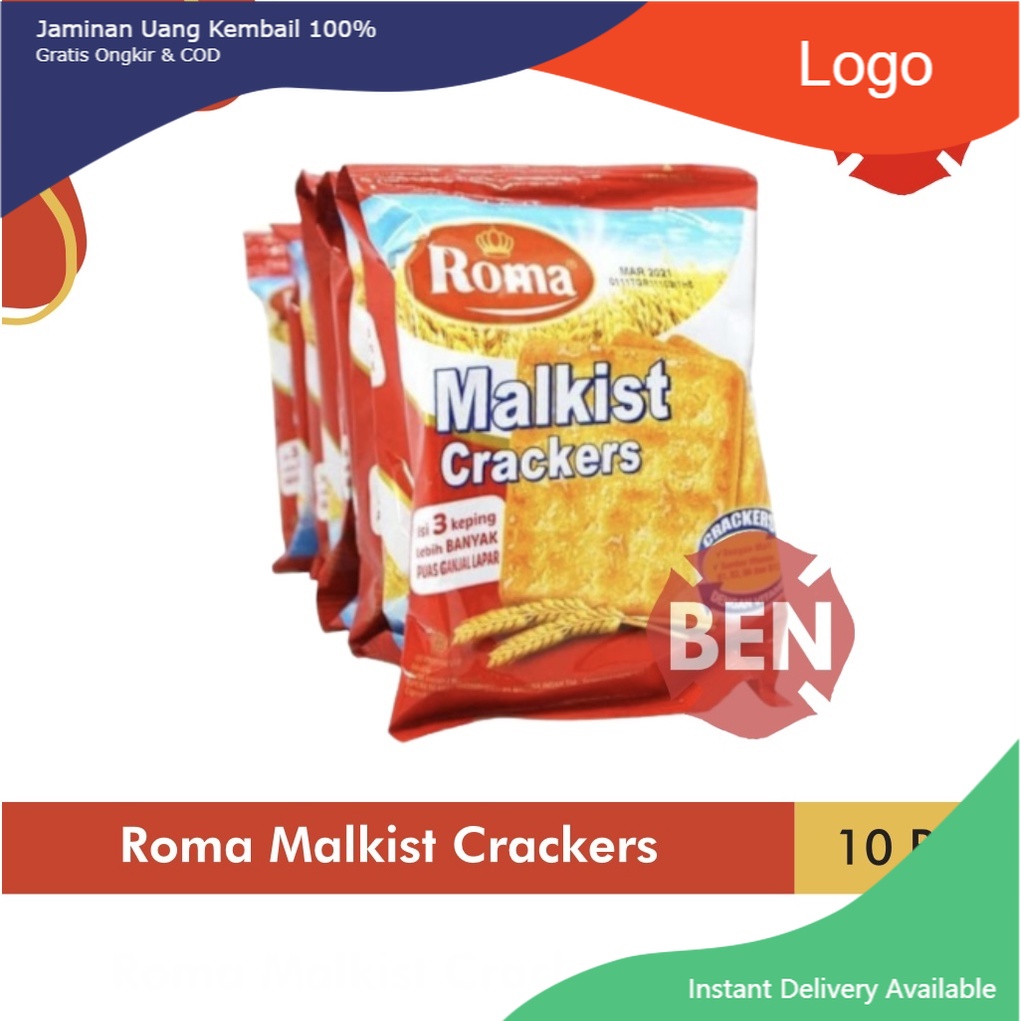 

Roma Malkist Crackers 1 Renceng 10 Sachet Pcs Malkis Merah Gula Manis