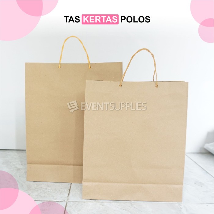 

REINALDO STORE SALE !!! [Satuan] Tas Kertas Coklat / Paperbag Polos / Totebag Godiebag Tali Ke - Kcl Tali Pth