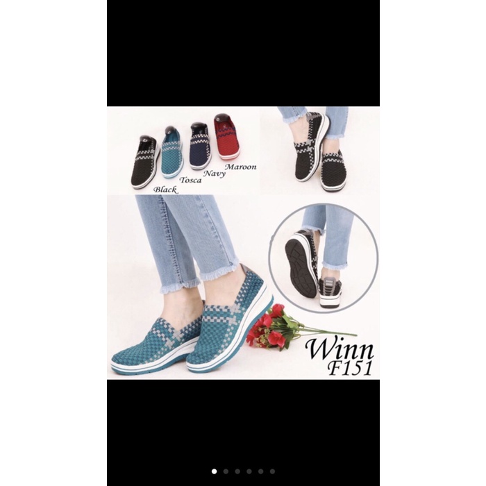 sepatu IMPORT anyaman rajut wanita ORI win 151