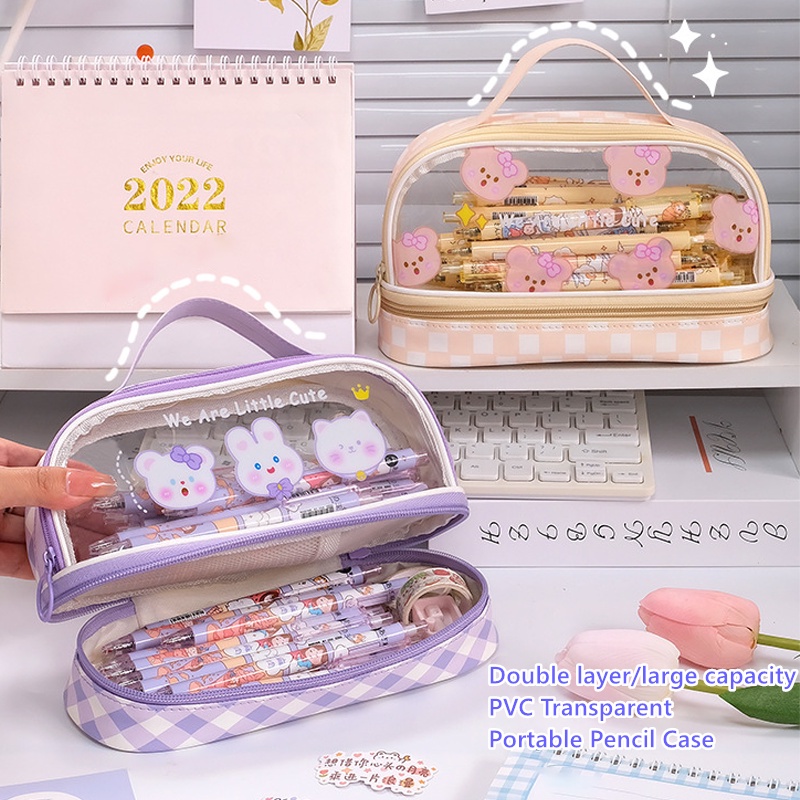 

AT Kartun Baru Kapasitas Pen Bag Storage Bag untuk mahasiswa SMA Junior Portable Cute Simple