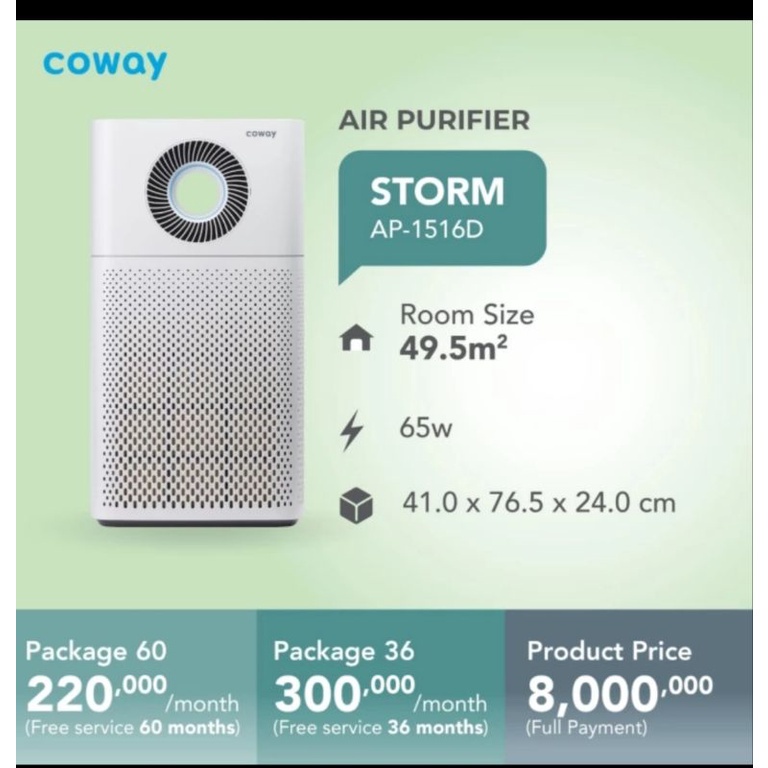 [FULLPAYMENT] COWAY AIR PURIFIER STORM (AP-1516D) CICILAN 36/60 BULAN,GARANSI 3 TAHUN/5 TAHUN