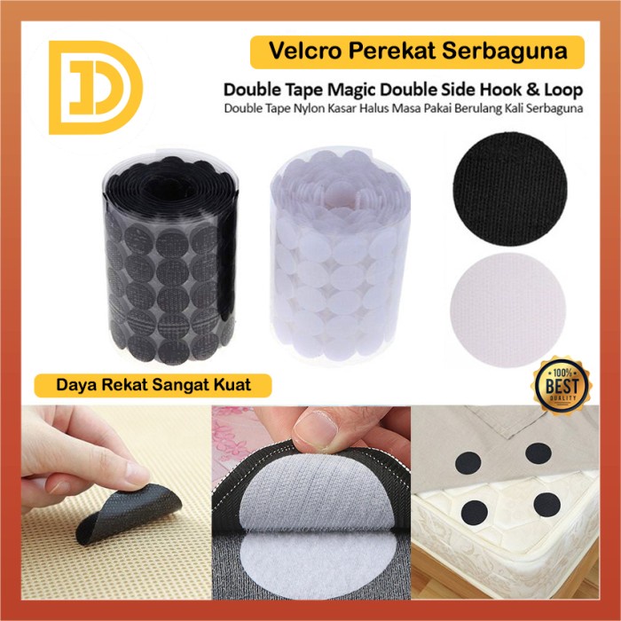 

Velcro Dots Double Tape Adhesive Warna Perekat Kain Velkro Prepetan Bulat Serbaguna
