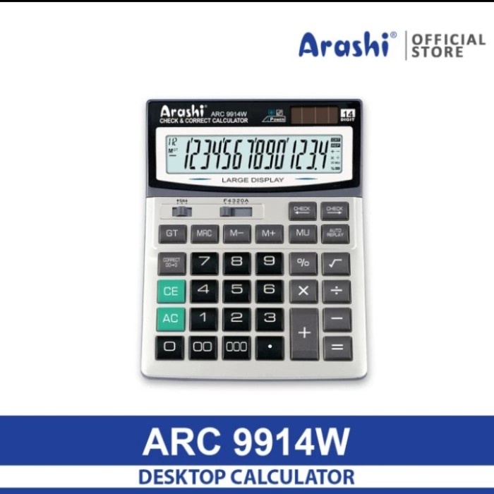 

Arashi Calculator ARC 9914W - Kalkulator 14 Digit Angka - Layar Besar