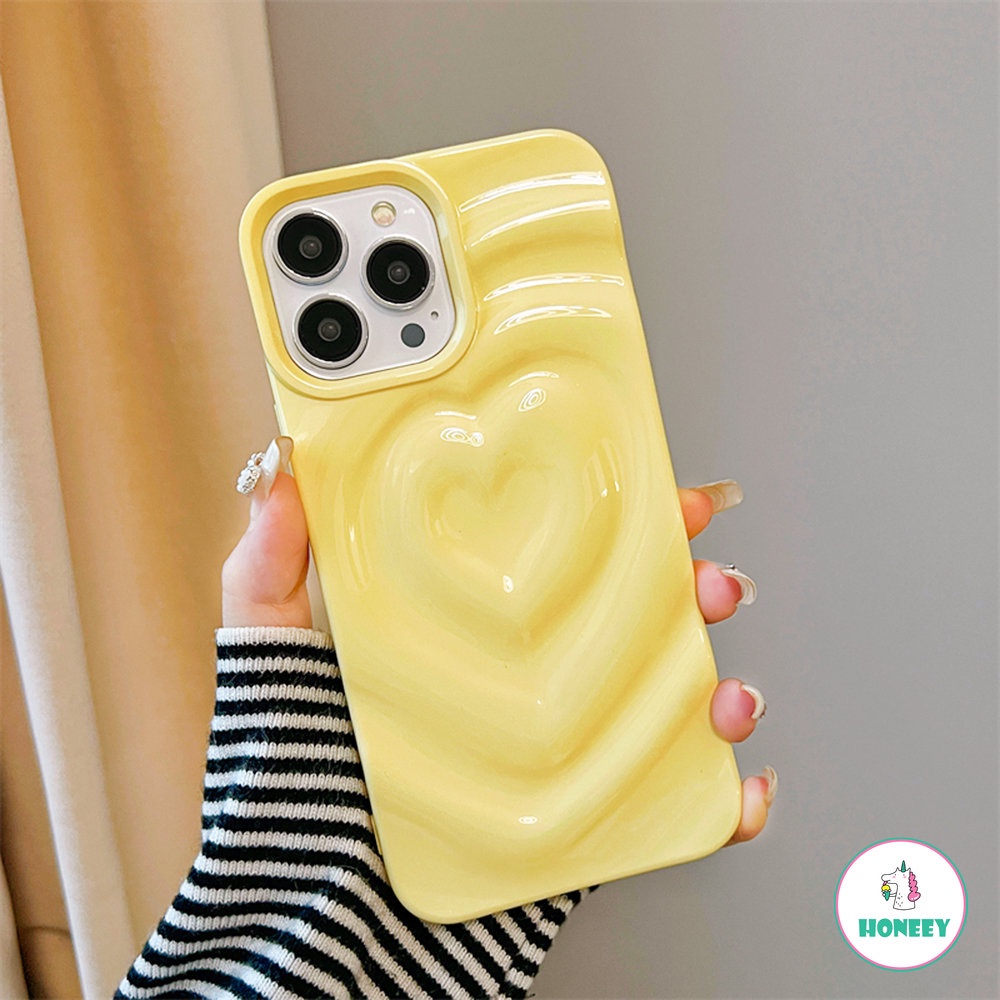 IPHONE Casing Ponsel Motif Love Hati 3D Untuk Iphone14 13 12 Pro Max11Warna Permen Lucu Lembut Shockproof Penutup Belakang