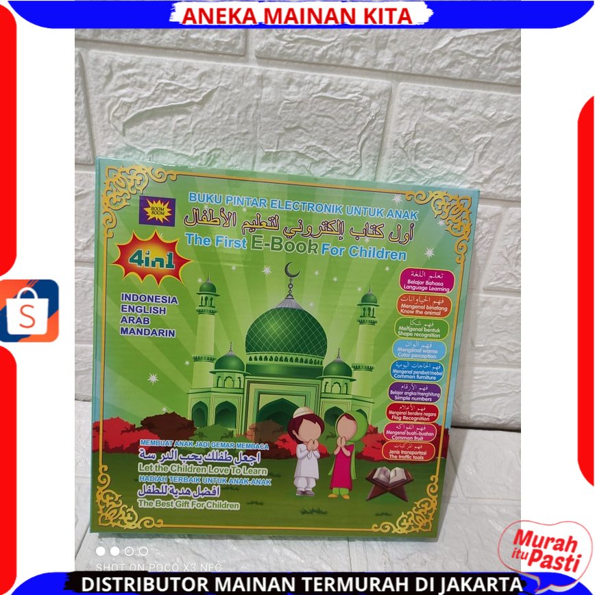 EBOOK 4 IN 1BAHASA / MAINAN EDUKASI ANAK E-BOOK MUSLIM Mainan Edukasi Pintar E Book Buku Elektronik Pintar Membaca