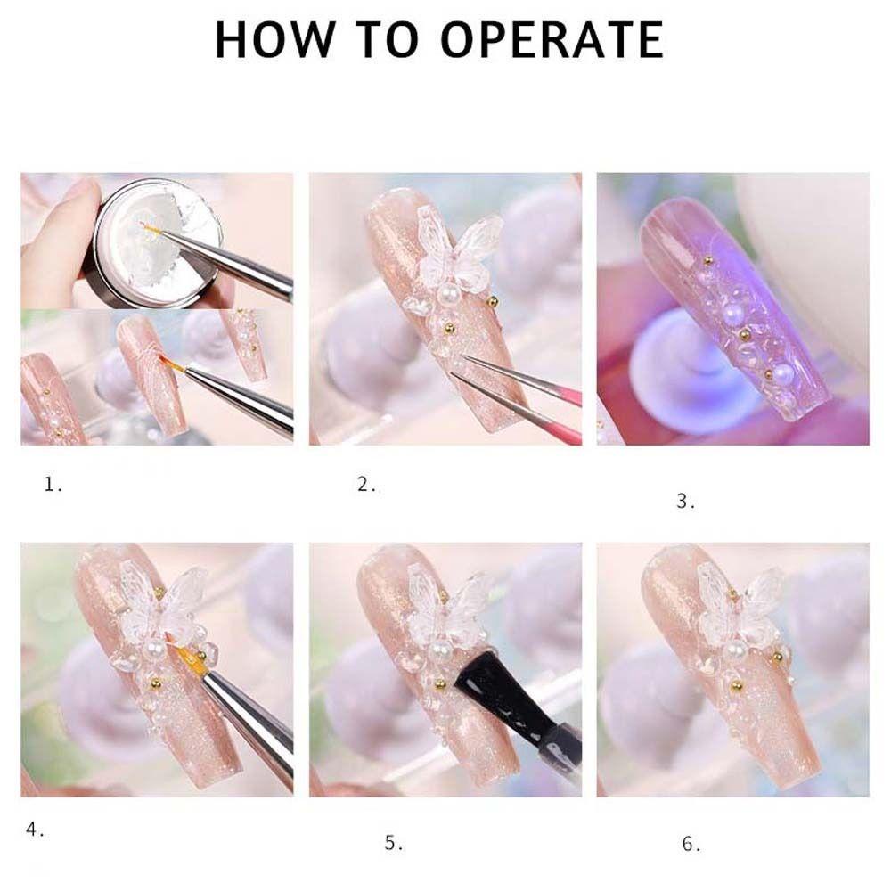 AUGUSTINA Agustina Kupu-Kupu Dekorasi Kuku Fashion Ins Gaya Mutiara Kuku Charms Manicure Aksesoris Nail Ornament Nail Jewelry