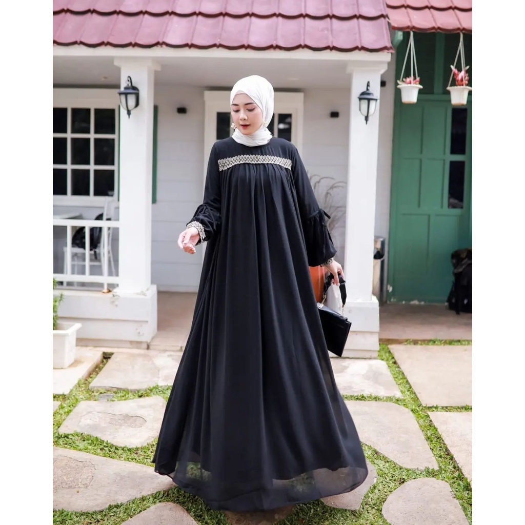 Ready Stock ✅ Dress Lebaran Gamis Wanita Kekinian 2022 Baju Wanita Gamis Putih Gamis Jumbo Anggun Ma
