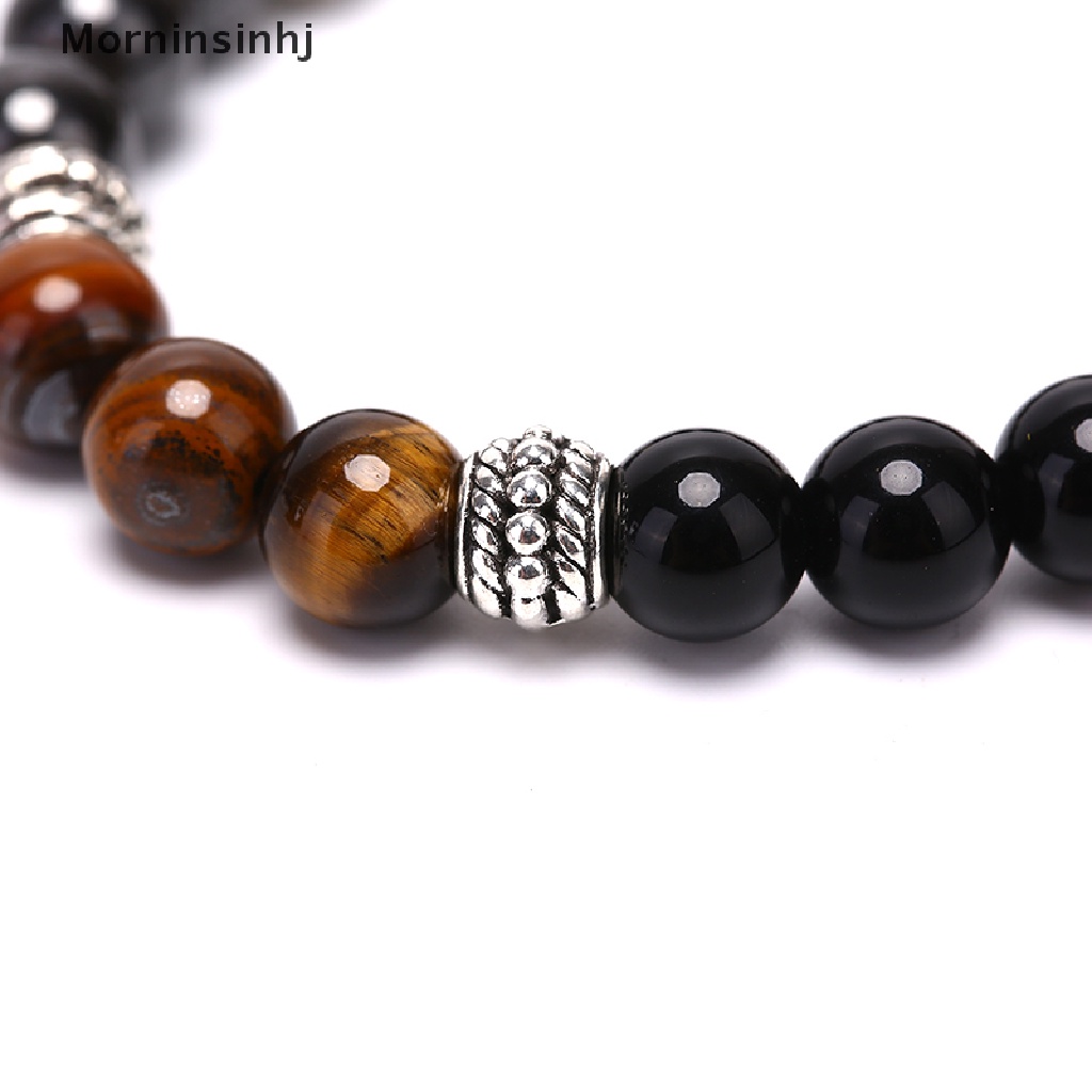 Mornin Gelang Manik Batu Alam Tiger Eye Magic Hematite Obsidian Bangle Wanita id