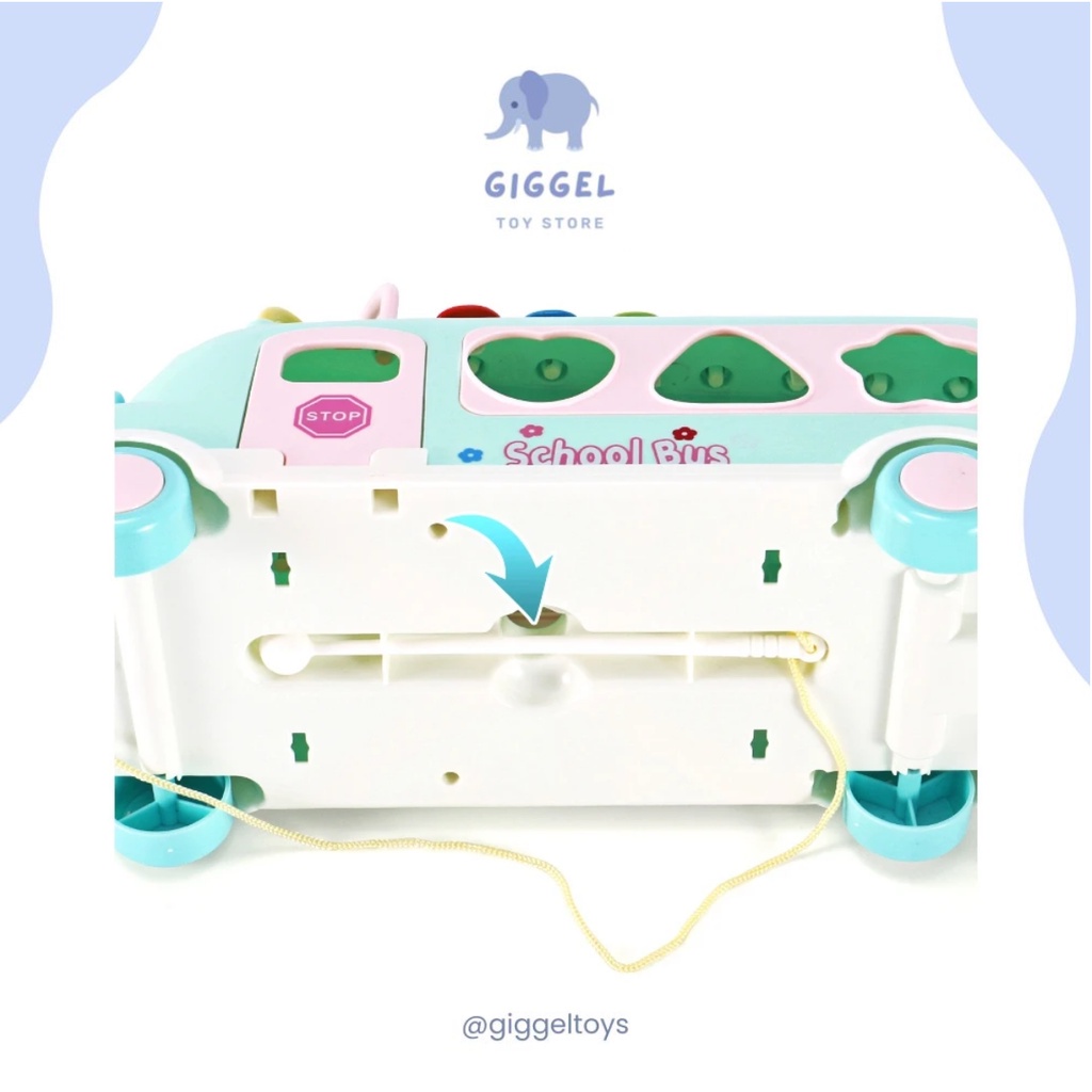 [ Giggel ] BUS XYLOPHONE 3in1 Mobil Yylophone / Mainan Edukasi Anak Sorting Bentuk / Huanger Baby Bus Xylophone