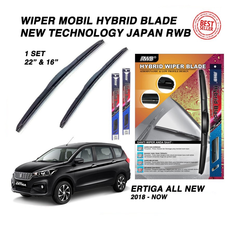 Wiper Mobil SUZUKI ERTIGA Karet Wiper Frameless Hybrid Blade Set RWB