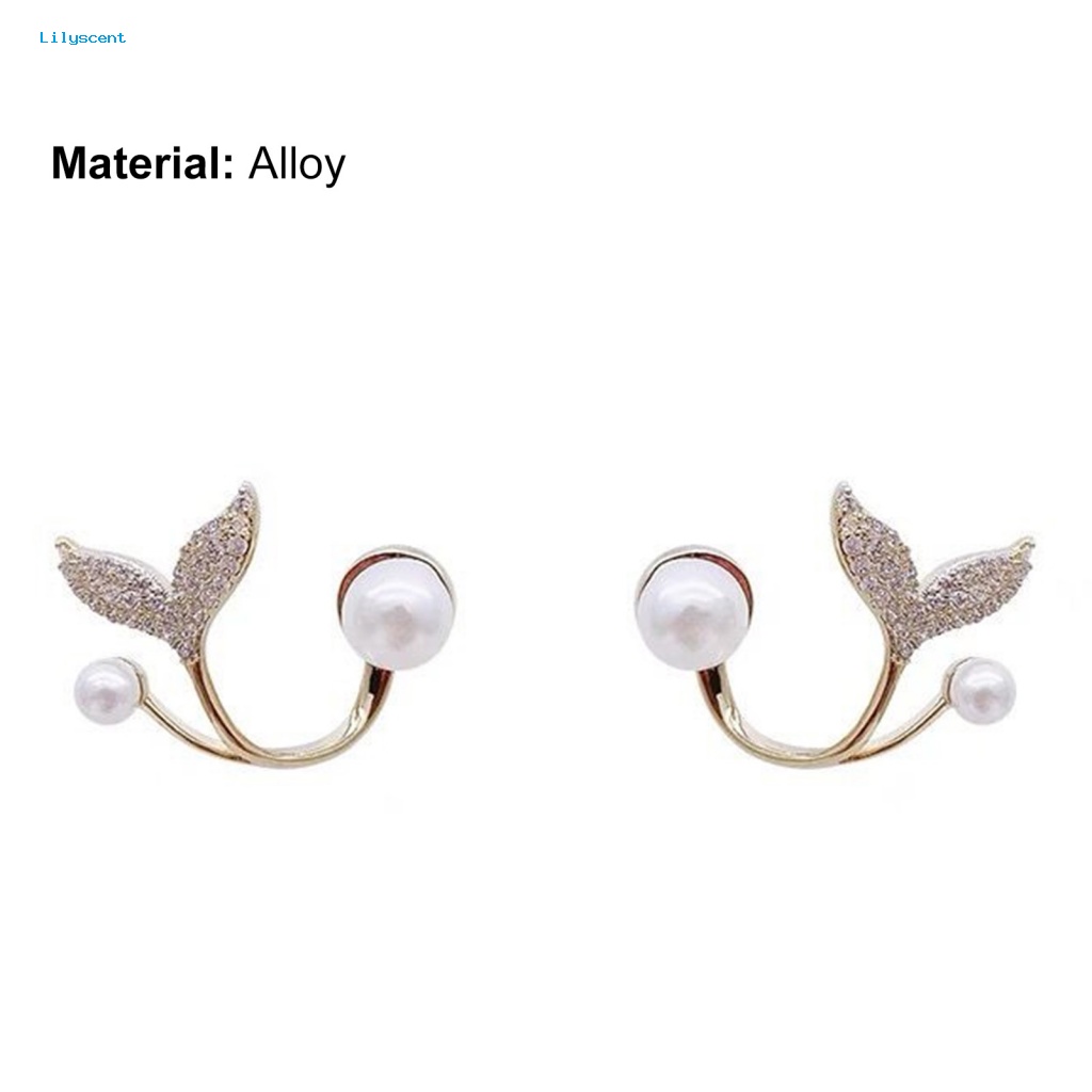 Lilyscent 1pasang Giwang Telinga Perempuan Untuk Club Electroplating Bright Luster Stud Earrings Ekor Ikan