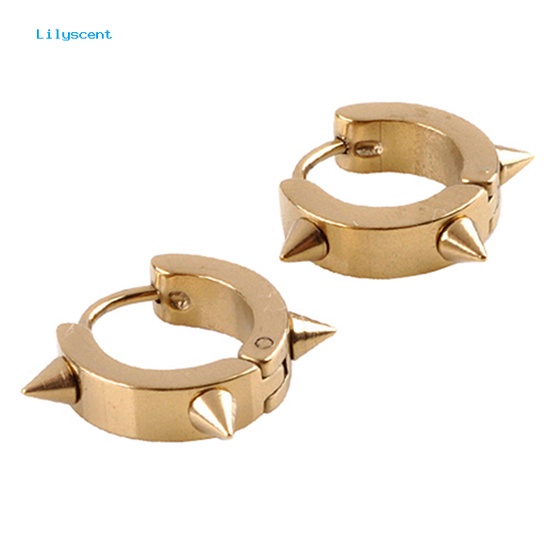 Lilyscent Unisex Baja Titanium Punk Rivet Ear Studs Spike Hoop Huggie Piercing Earrings