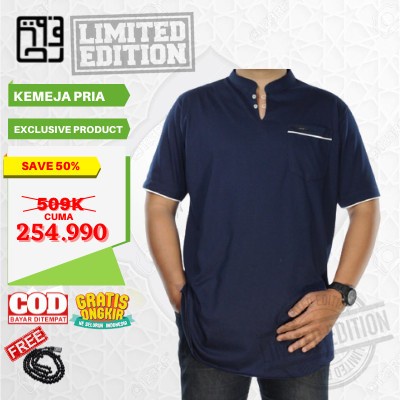 Kaos Koko Pria Kurta Cowok Muslim Biru Size 2XL 3XL 4XL 5XL 6XL - 38 - 2XL