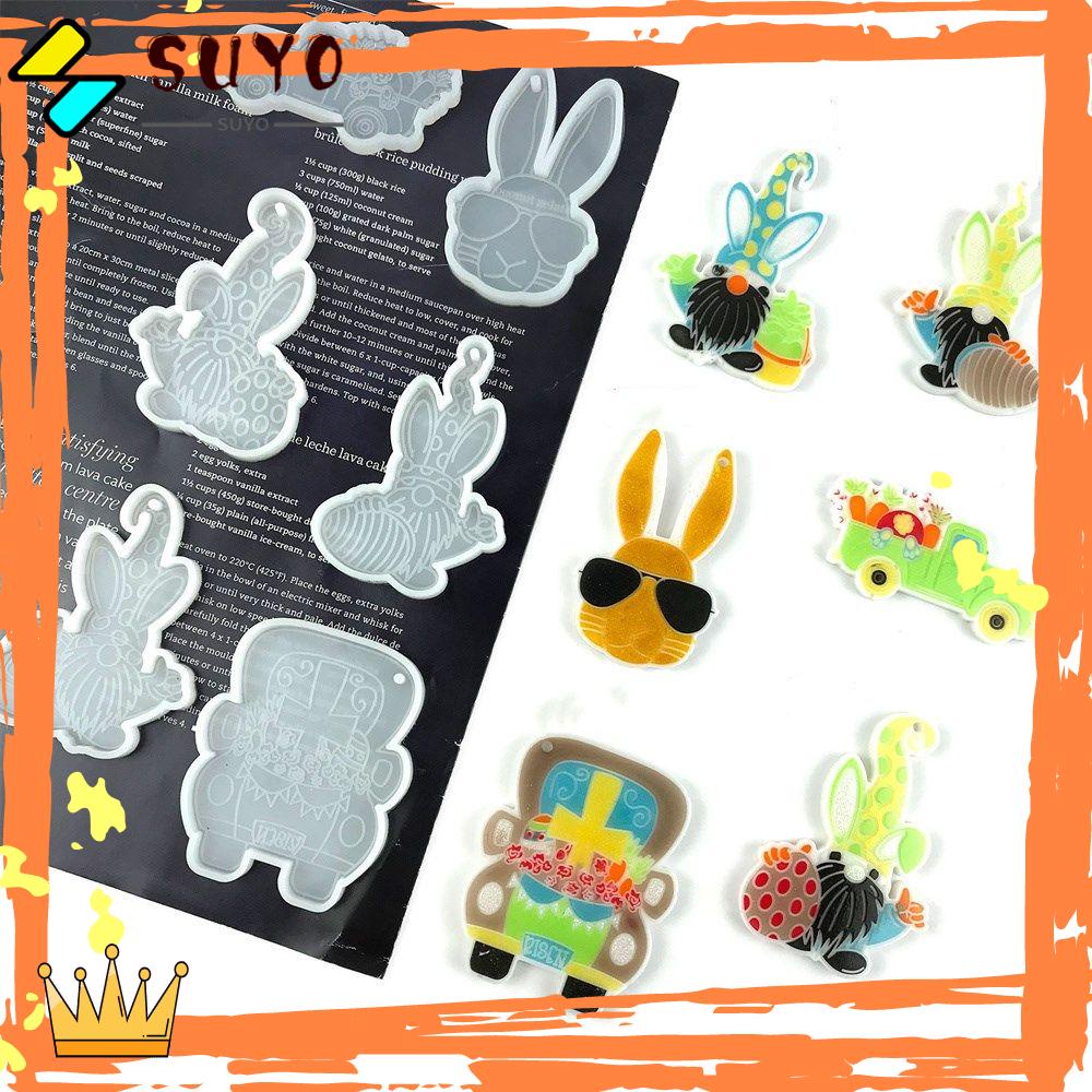 Suyo Cetakan Paskah Liontin DIY Cetakan Silikon Clay Mold Easter Bunny Telur