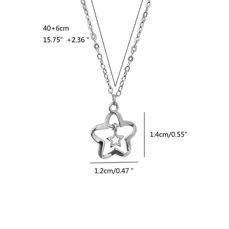 Siy Pentagram Liontin Kalung Bintang Kalung Perhiasan Hollow Out Star Choker Bahan Alloy Perhiasan Pesta Untuk Wanita Gadis